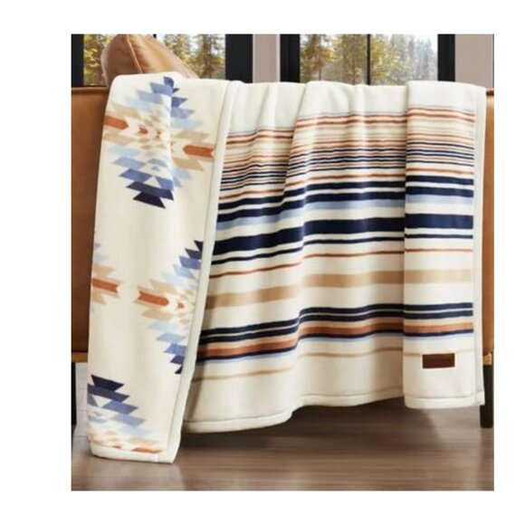 Pendleton Home Reversible Plush Throw Savanna Stripe - Picture 1 of 3